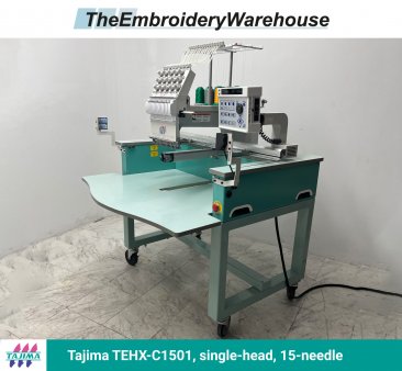 Tajima TMEX-C1501, single-head, 15-needle, commercial embroidery machine