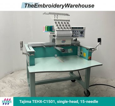 Tajima TMEX-C1501, single-head, 15-needle, commercial embroidery machine