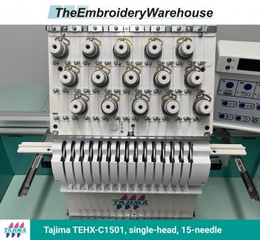 Tajima TMEX-C1501, single-head, 15-needle, commercial embroidery machine