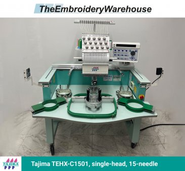 Tajima TMEX-C1501, single-head, 15-needle, commercial embroidery machine