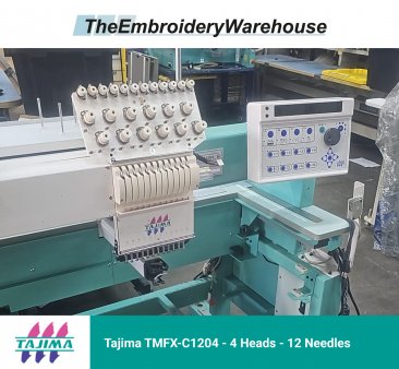 Tajima TMFX-C1204 - 4 Heads - 12 Needles Commercial Embroidery Machine