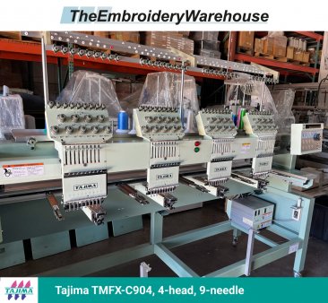 Tajima TMFX-C904, 4-head, 9-needle, commercial embroidery machine