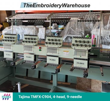 Tajima TMFX-C904, 4-head, 9-needle, commercial embroidery machine