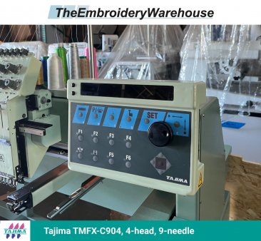 Tajima TMFX-C904, 4-head, 9-needle, commercial embroidery machine