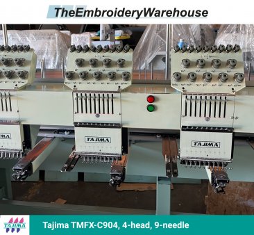 Tajima TMFX-C904, 4-head, 9-needle, commercial embroidery machine