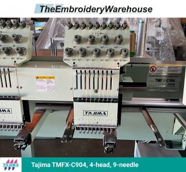 Tajima TMFX-C904, 4-head, 9-needle, commercial embroidery machine