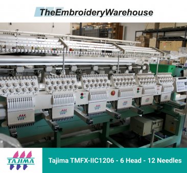 Tajima TMFX-IIC1206 - 6 Heads - 12 Needles Commercial Embroidery Machine