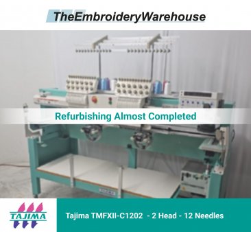 Tajima TMFX-IIC1202 - 2 Heads - 12 Needles Commercial Embroidery Machine