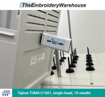 Tajima TUMX-C1501, single-head, 15-needle, commercial embroidery machine