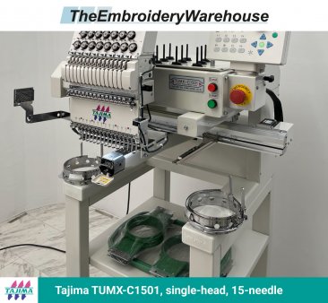 Tajima TUMX-C1501, single-head, 15-needle, commercial embroidery machine