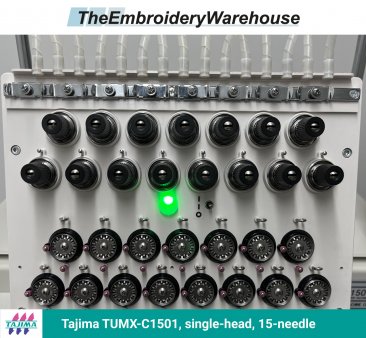 Tajima TUMX-C1501, single-head, 15-needle, commercial embroidery machine