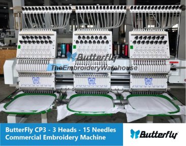 ButterFly CP3 Commercial Embroidery Machine - 3 head - 15 needle NEW (Year 2022)