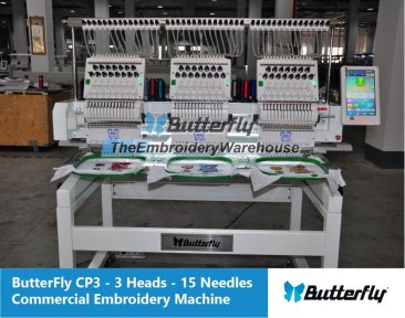 ButterFly CP3 Commercial Embroidery Machine - 3 head - 15 needle NEW (Year 2022)