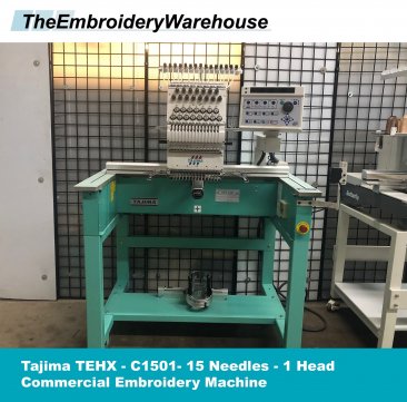 USED Tajima TEHX-C1501 - 1 Head - 15 Needles - Commercial Embroidery Machine