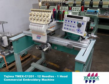 USED Tajima TMEX-C1201 - 1 Head - 12 Needles - Commercial Embroidery Machine