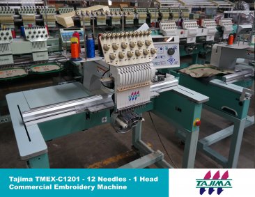 USED Tajima TMEX-C1201 - 1 Head - 12 Needles - Commercial Embroidery Machine