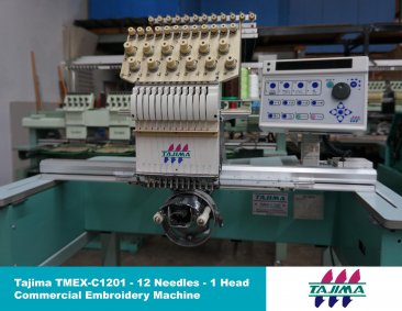 USED Tajima TMEX-C1201 - 1 Head - 12 Needles - Commercial Embroidery Machine